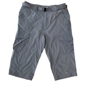 Columbia Silver Ridge Crop Pants Mens Medium 34x19 Belted Cargo Nylon Gray